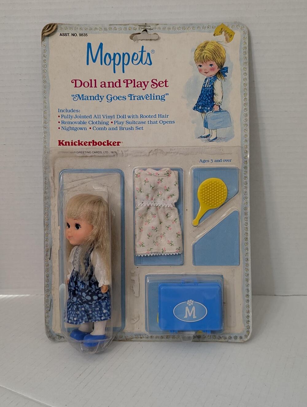 1978 Knickerbocker Moppets Mandy Goes Traveling Doll